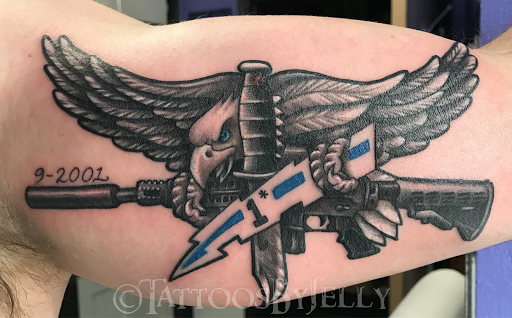 Explore tattoo ideas on side, creative tattoo ideas in San Angelo, available at Jellys Surly Skull, LLC