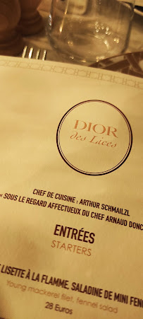 DIOR Café des Lices à Saint-Tropez menu