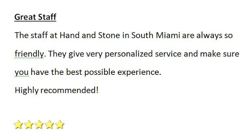 Massage Therapist «Hand & Stone Massage and Facial Spa», reviews and photos, 7301 SW 57th Ct #170, South Miami, FL 33143, USA