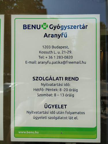 Értékelések erről a helyről: BENU Gyógyszertár Budapest Aranyfű, Budapest - Gyógyszertár