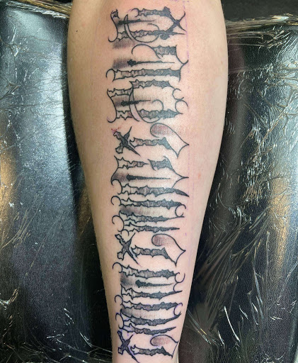 Explore tattoo ideas for men leg, creative tattoo ideas in Mckinney, available at Borrowed Time Fine Art Gallery Tattoo Shop