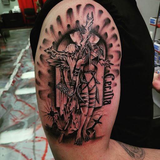 Explore mens family sleeve tattoo ideas, creative tattoo ideas in Tucson, available at Jesses Tattoos & Tattoo Supplies