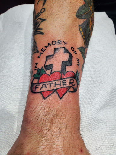 Explore gangsta tattoo sleeve ideas, creative tattoo ideas in Oakville, available at Brass City Tattoo