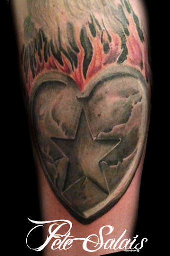 Explore firefighter tattoos ideas, creative tattoo ideas in Arlington, available at Pistol Petes Tattoo Saloon