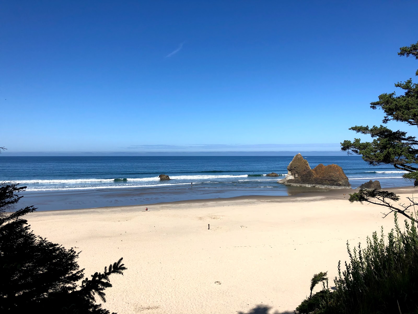 Photo de Arcadia Beach avec l'eau cristalline de surface