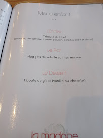 Restaurant La Madone à Miribel menu