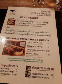 Restaurant français Chez Mademoiselle - Restaurant Annemasse à Annemasse (le menu)
