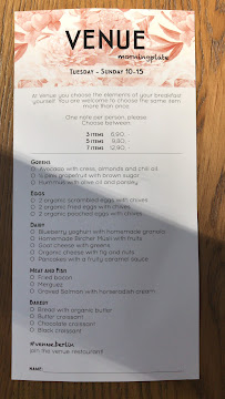 Venue à Berlin menu