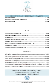 Le bistrot du phare à Saint-Palais-sur-Mer menu