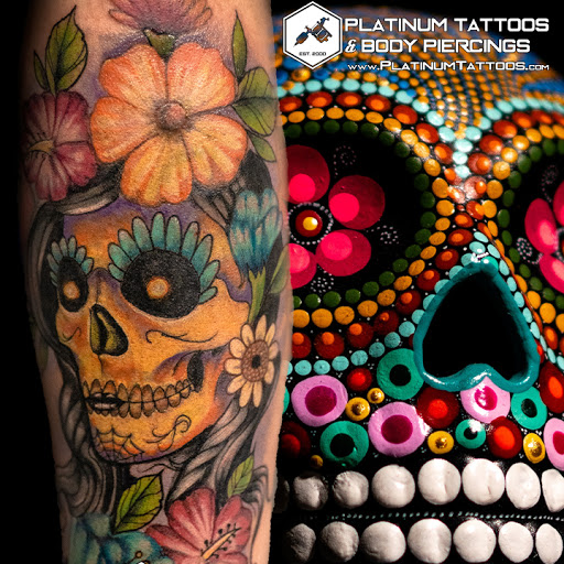 Explore tattoo ideas for top of leg, creative tattoo ideas in San Antonio, available at Platinum Tattoos & Piercings