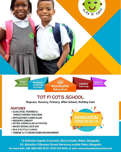 Tots n Cots School, 24 Abiodun Odeseye St, Kosofe 100242, Lagos, Nigeria, Elementary School, state Lagos