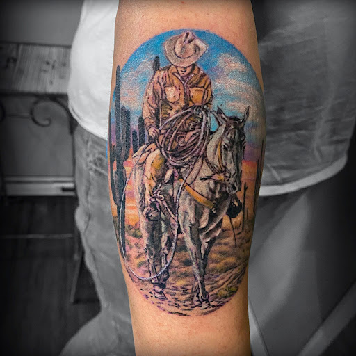 Explore train tattoo ideas, creative tattoo ideas in Omaha, available at Caffeinated Caterpillar Tattoo Spa