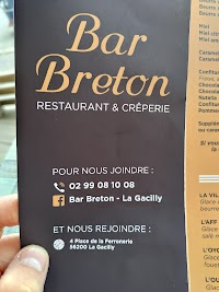 Restaurant Bar Breton à La Gacilly (le menu)