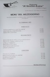 Al Vecchio Aratro à Milan menu