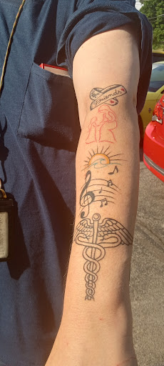 Explore crane tattoo ideas, creative tattoo ideas in Johnson City, available at Gold Cross Tattoo Co.