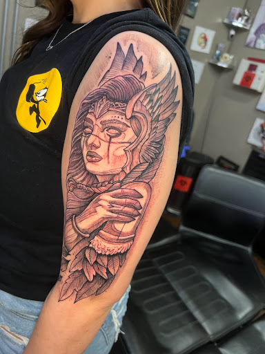 Explore sacred heart tattoo ideas, creative tattoo ideas in Roanoke, available at Saint Cecilias Art Studio