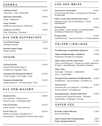 Menu du Adler Restaurant à Rhodt unter Rietburg