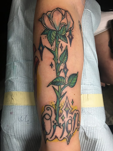 Explore clock sleeve tattoo ideas, creative tattoo ideas in Milford, available at Golden Hammer Tattoo Studios