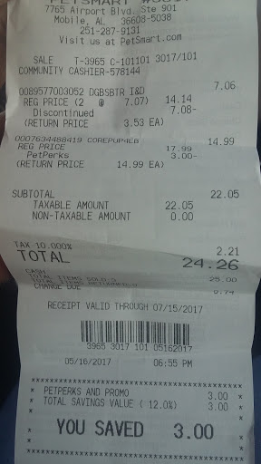 Pet Supply Store «PetSmart», reviews and photos, 7765 Airport Blvd #901, Mobile, AL 36608, USA