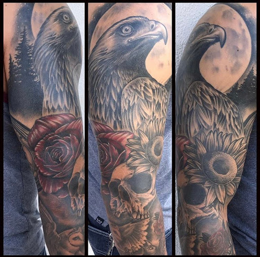 Explore tattoo ideas on the shoulder, creative tattoo ideas in San Diego, available at Funhouse Tattoo