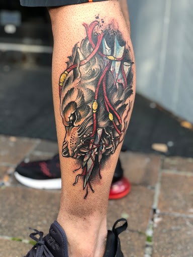 Explore bicep tattoo ideas for men, creative tattoo ideas in Providence, available at Body Canvas PVD Custom TATTOO Shop