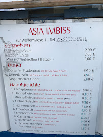 Menu / carte de China Imbiss à Zingst