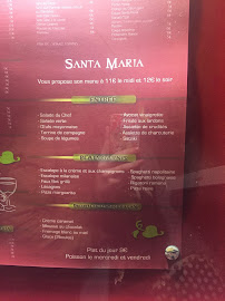 Menu / carte de Bar Restaurant Santa Maria à Paris