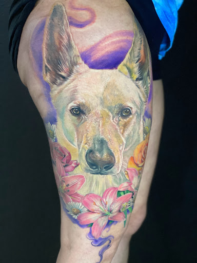 Explore fox and the hound tattoo ideas, creative tattoo ideas in Mcallen, available at World Famous La Mancha Tattooz