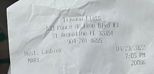 Tex-Mex Restaurant «Tijuana Flats», reviews and photos, 833 S Ponce De Leon Blvd, St Augustine, FL 32084, USA