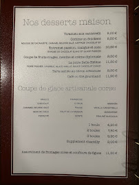 Carte du Restaurant A GIOIA - Porto Ota à Ota