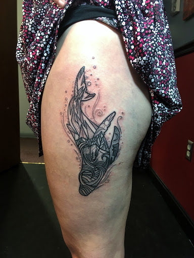 Explore female dragon tattoo ideas, creative tattoo ideas in Plymouth, available at Gunslinger Tattoo Co.