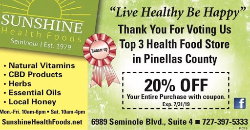 Vitamin & Supplements Store «Sunshine Health Foods», reviews and photos, 6989 Seminole Blvd # 4, Seminole, FL 33772, USA