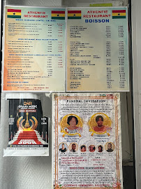 Menu du Restaurant ghanéen 