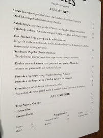 Papilles à Paris menu