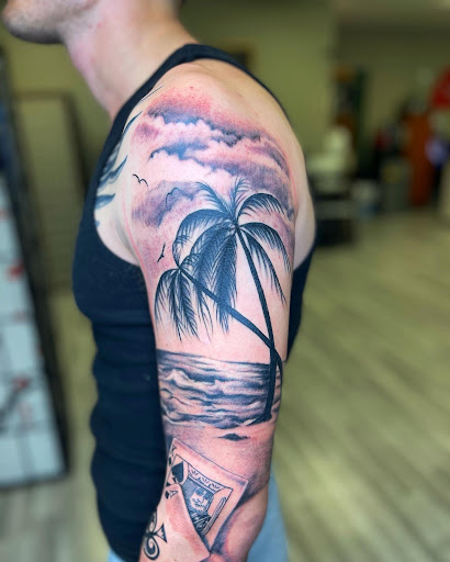 Explore cool sleeve tattoo ideas for guys, creative tattoo ideas in Watford City, available at Soulful Ink Studios
