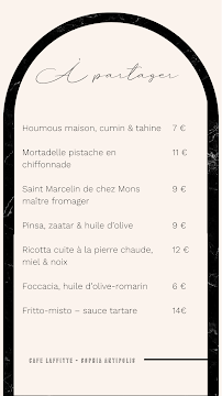Restaurant Café Laffitte à Valbonne (le menu)