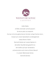 Restaurant Weinstube Sonne à Lauffen am Neckar (la carte)