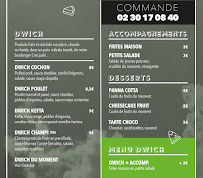 Menu du Dwich Club à Lorient