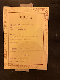 Carte du GIULIA | Ristorante Italiano à Hyères