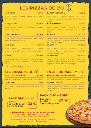 menu du restaurants Au fil de l'Ô à Cordemais