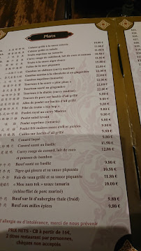 Lao Siam à Paris menu