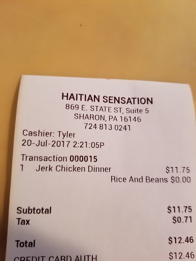 Caribbean Restaurant «Haitian Sensation Coffee Shop», reviews and photos, 869 E State St, Sharon, PA 16146, USA