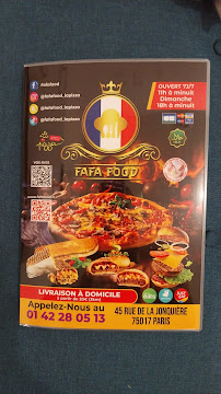 Menu / carte de LA PIZZA FAFAFOOD à Paris