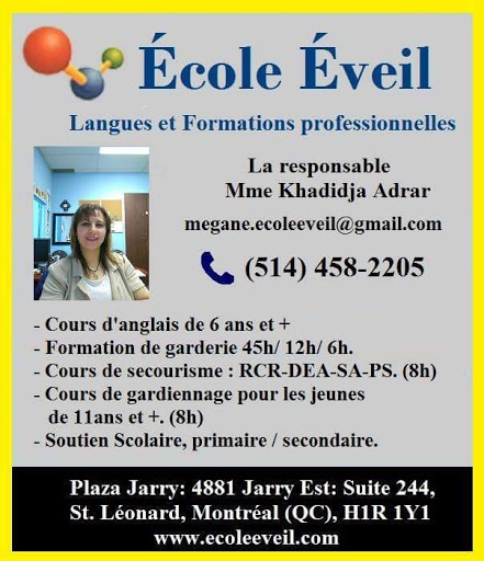 École Éveil Inc, Langues et formations