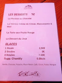 Menu / carte de Restaurant L'alpage à Saint-Martin-Vésubie
