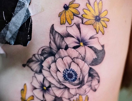 Explore fill in tattoo sleeve ideas, creative tattoo ideas in Athens, available at Pain and Wonder Tattoo and Piercing Studio