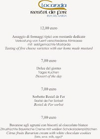 Menu / carte de Ristorante Enoteca Restel De Fer à Riva del Garda