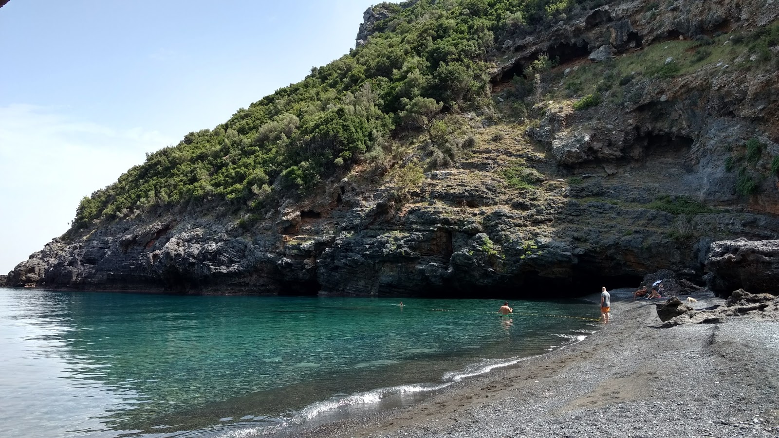 Foto van Mills Beach met grijze fijne kiezelsteen oppervlakte