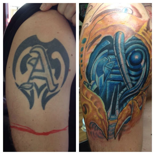 Explore sleeve tattoo filler ideas, creative tattoo ideas in Jacksonville, available at Electric Legacy Tattoo