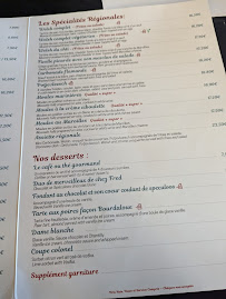 Restaurant français La Houblonnière à Lille (le menu)